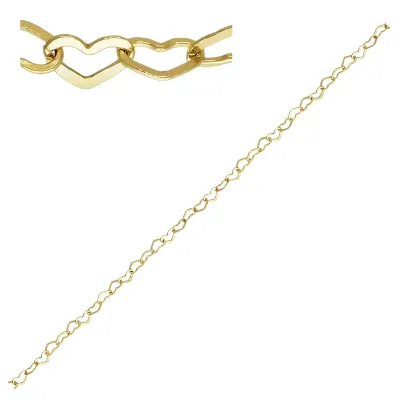 🆕 Flat Heart Chain in 14ct Yellow Gold Filled (1.9mm x 2.8mm)  - PER CENTIMETRE