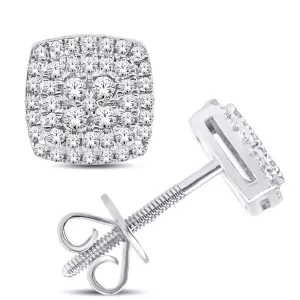 10 Karat White Gold 0.25 Carat Diamond Cushion Stud Earrings-0126213-WG