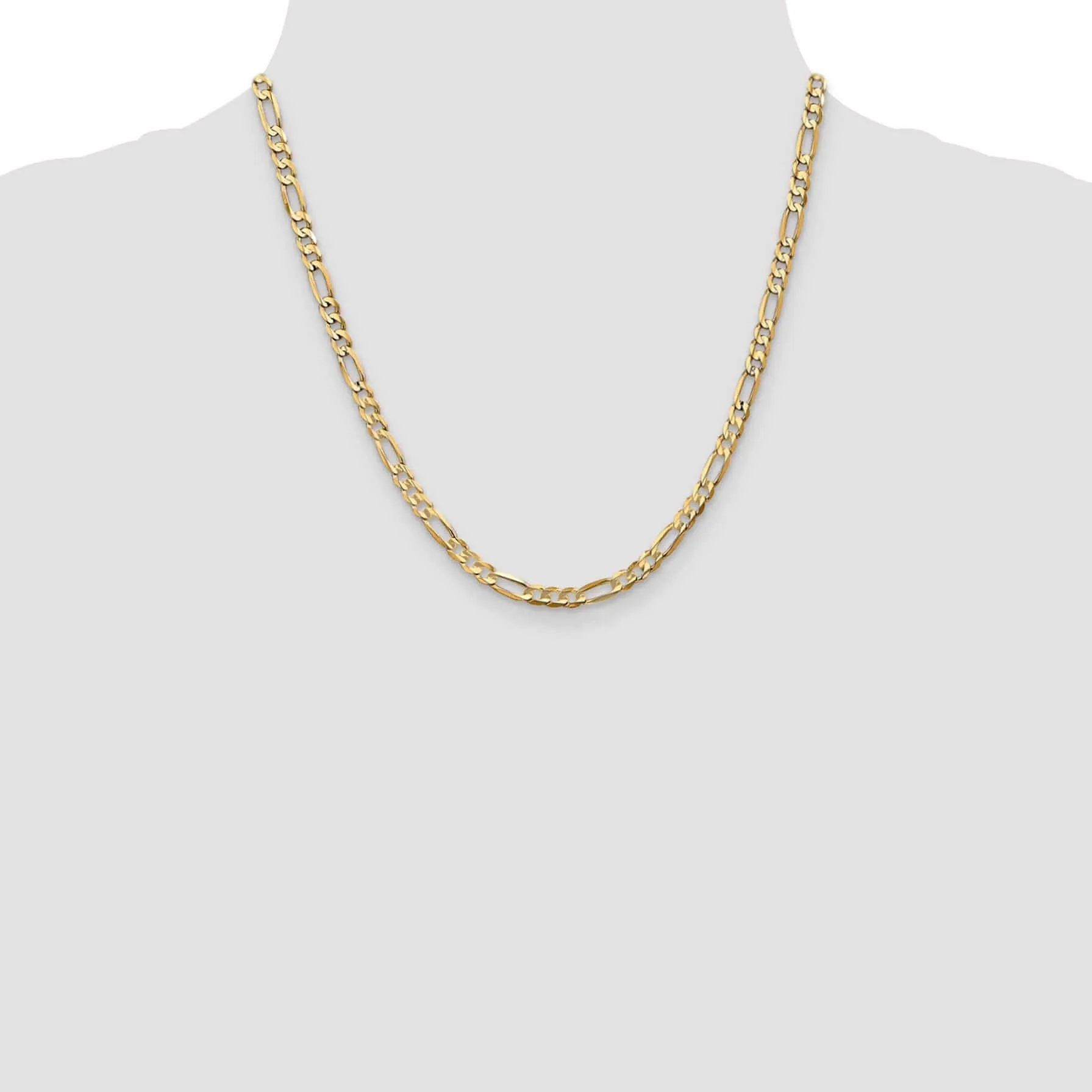 10k Yellow Gold Light Figaro Chain 4.5 MM