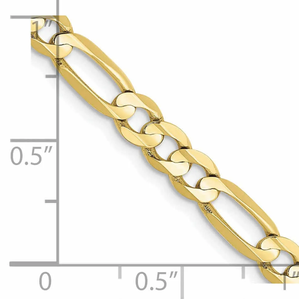 10k Yellow Gold Light Figaro Chain 4.5 MM