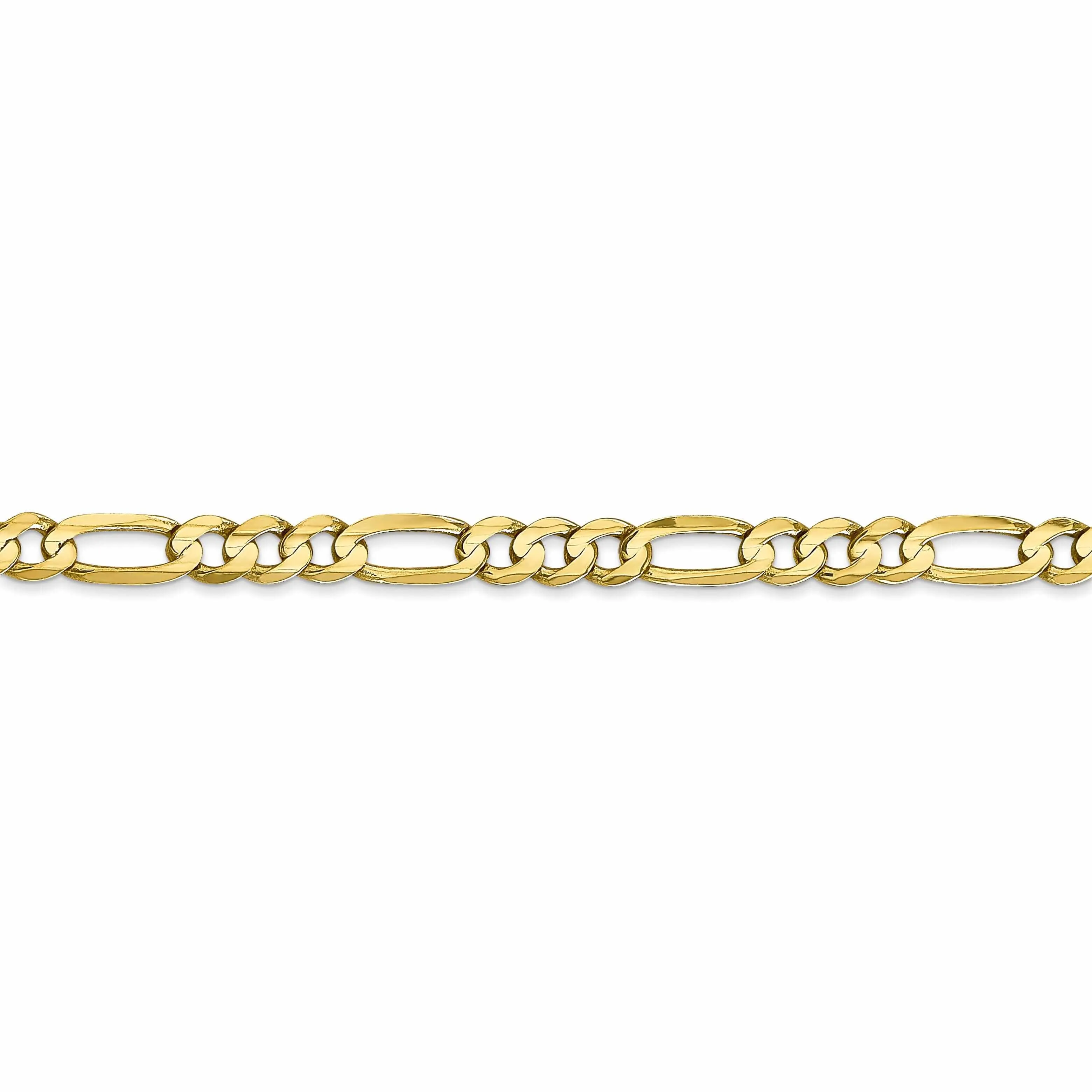 10k Yellow Gold Light Figaro Chain 4.5 MM