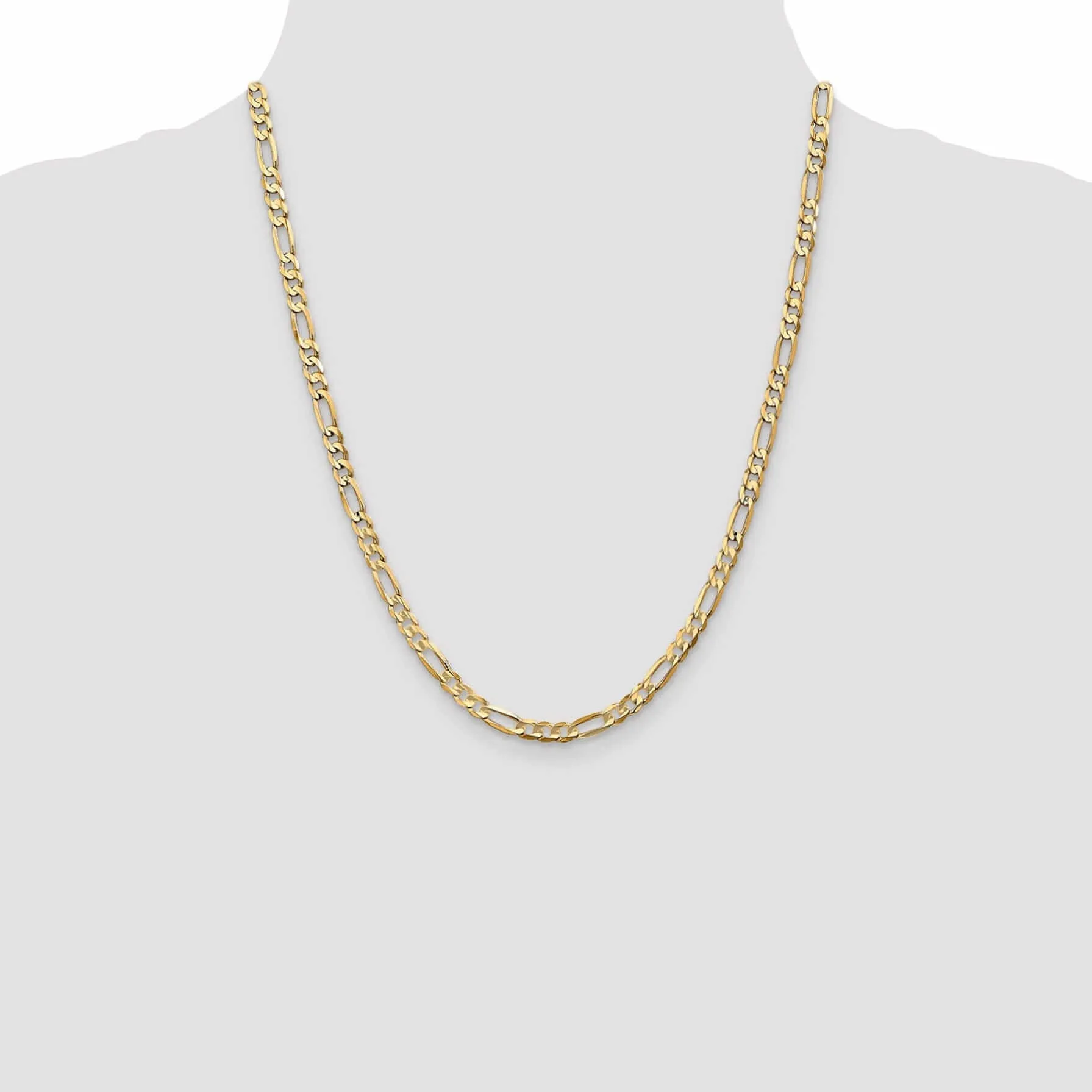 10k Yellow Gold Light Figaro Chain 4.5 MM