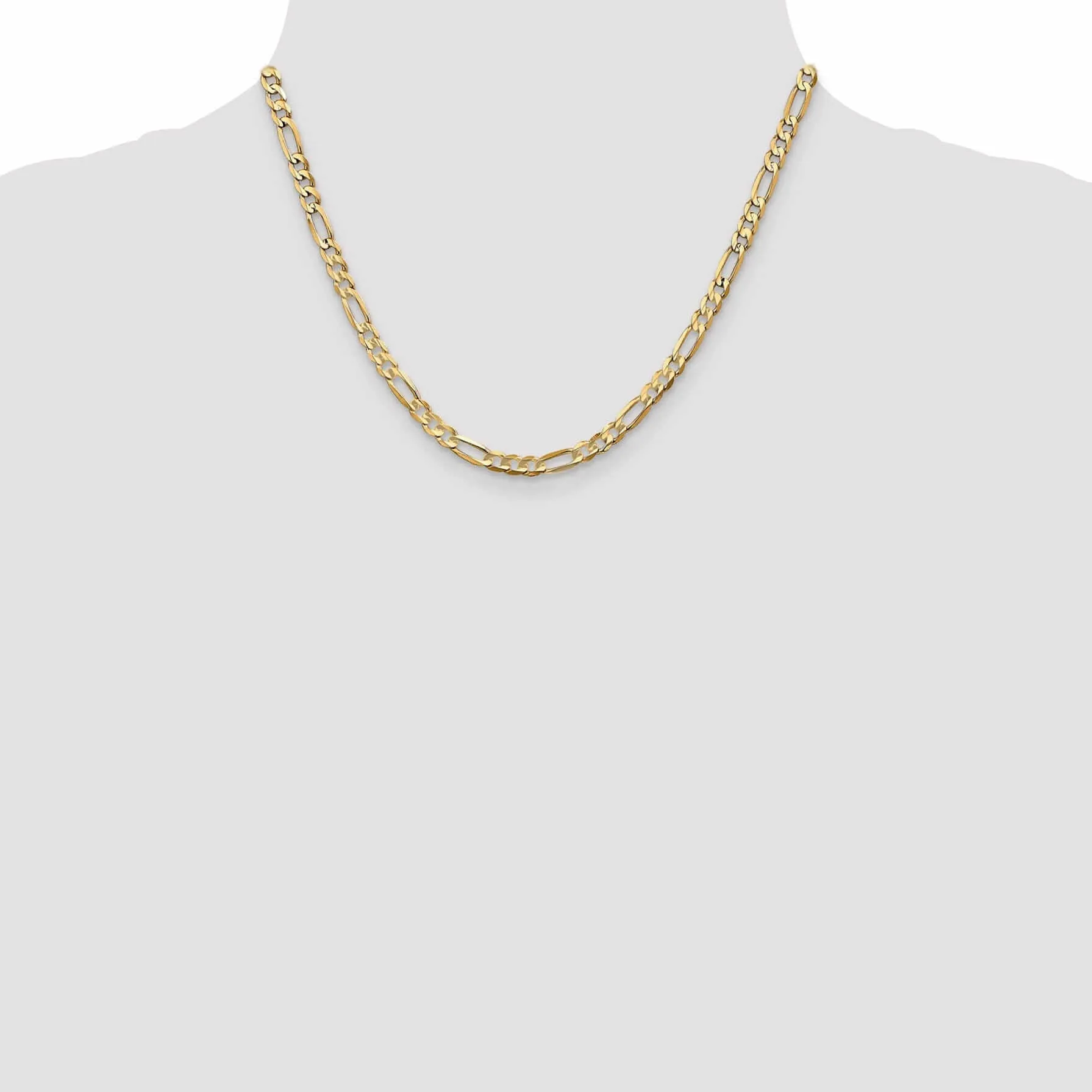 10k Yellow Gold Light Figaro Chain 4.5 MM