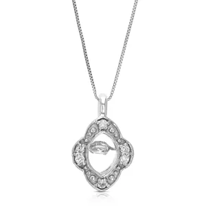 1/12 cttw Lab Grown Diamond Marquise Pendant Necklace .925 Sterling Silver 1/4 Inch with 18 Inch Chain,, Size 2/5 Inch