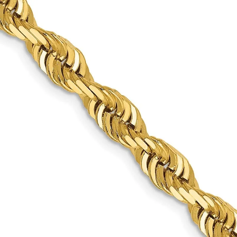 14K 20 Inch 5mm Diamond-cut Quadruple Rope Lobster Clasp Chain Necklace