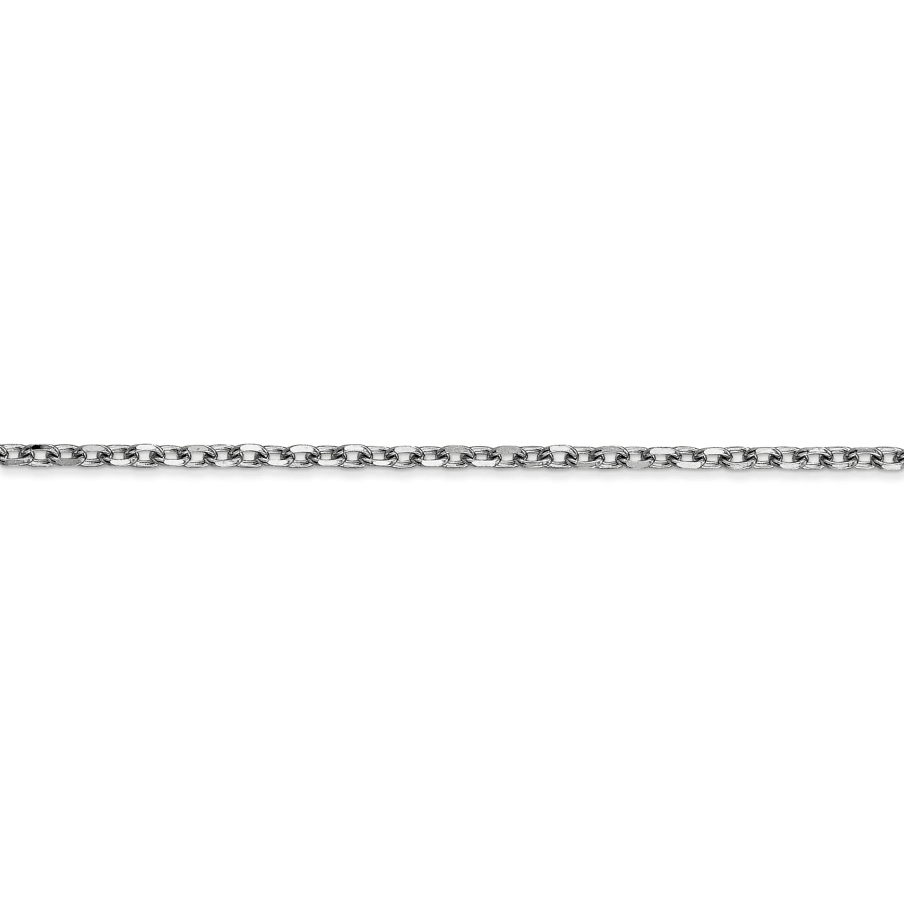 14k White Gold 2.20mm Round Link Cable Chain