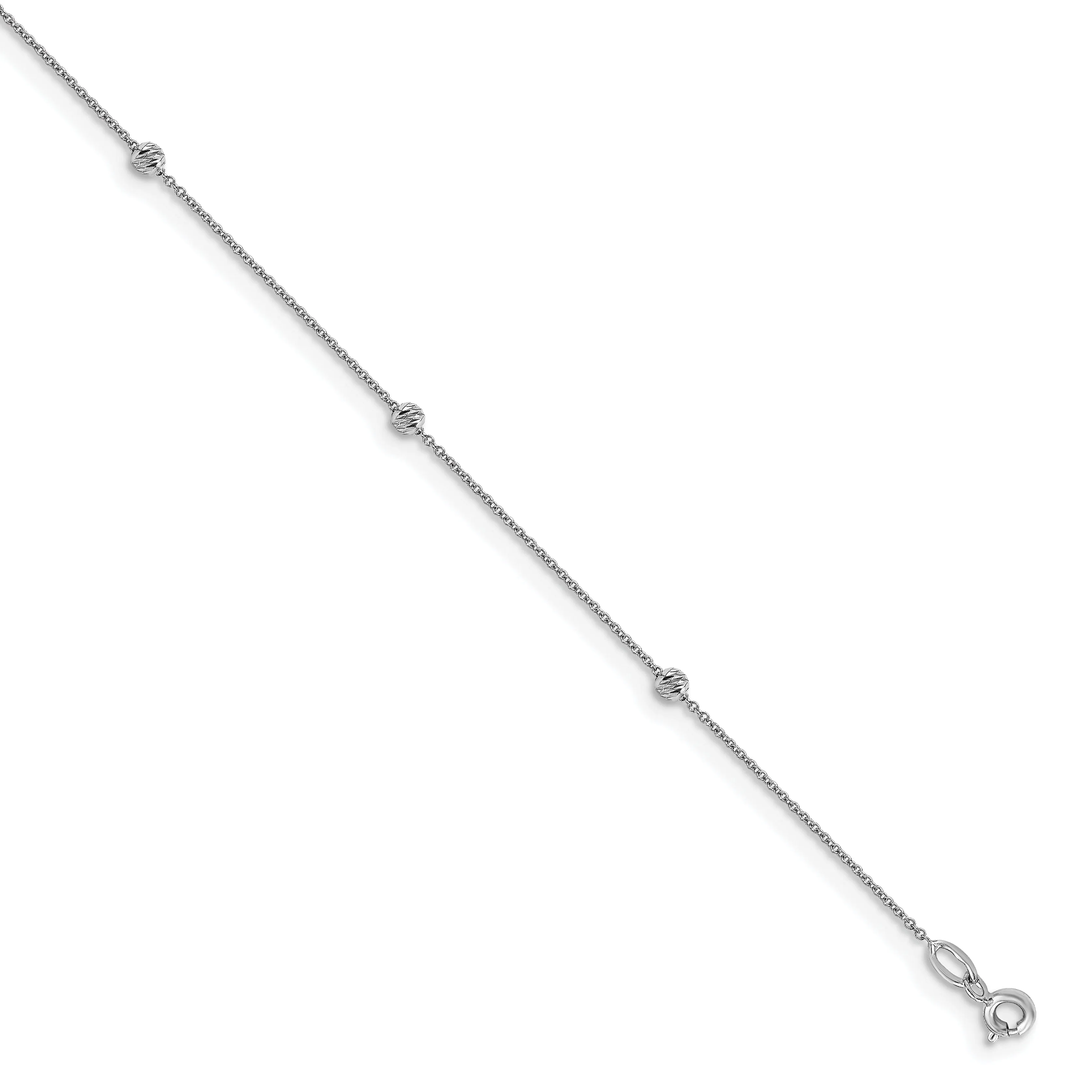 14k White Gold D.C Beaded Anklet