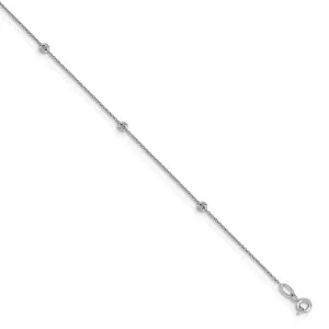 14k White Gold D.C Beaded Anklet