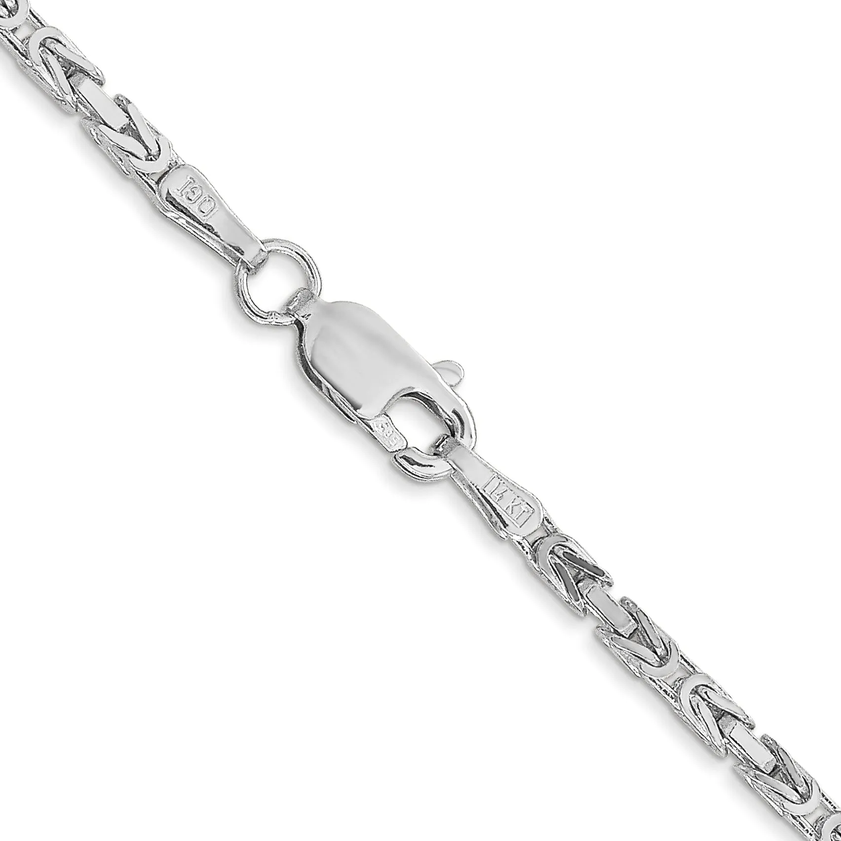 14k White Gold Polished 2.00mm Byzantine Chain