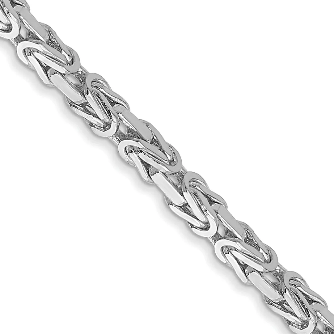 14k White Gold Polished 2.00mm Byzantine Chain