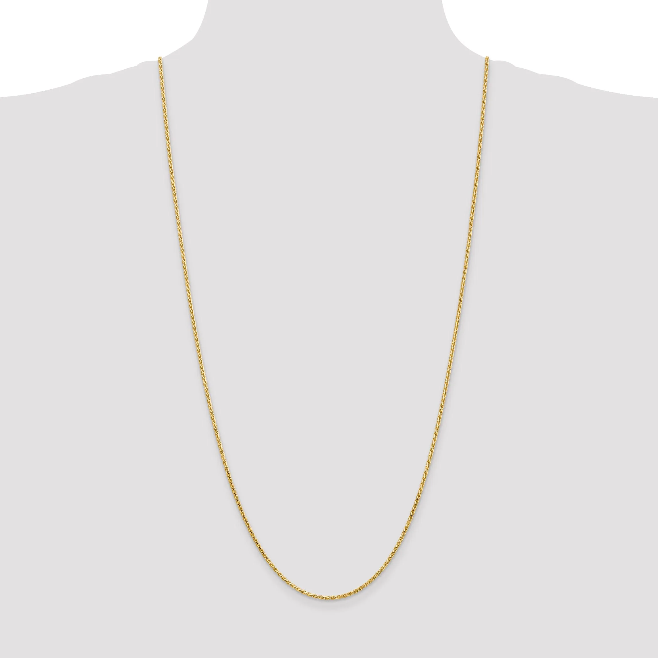 14k Yellow Gold 1.90mm Solid D.C Wheat Chain