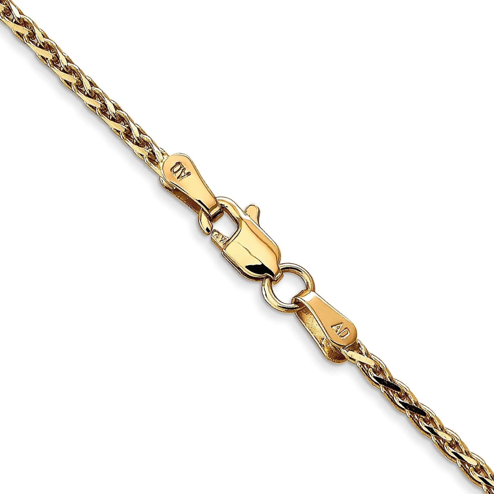 14k Yellow Gold 1.90mm Solid D.C Wheat Chain