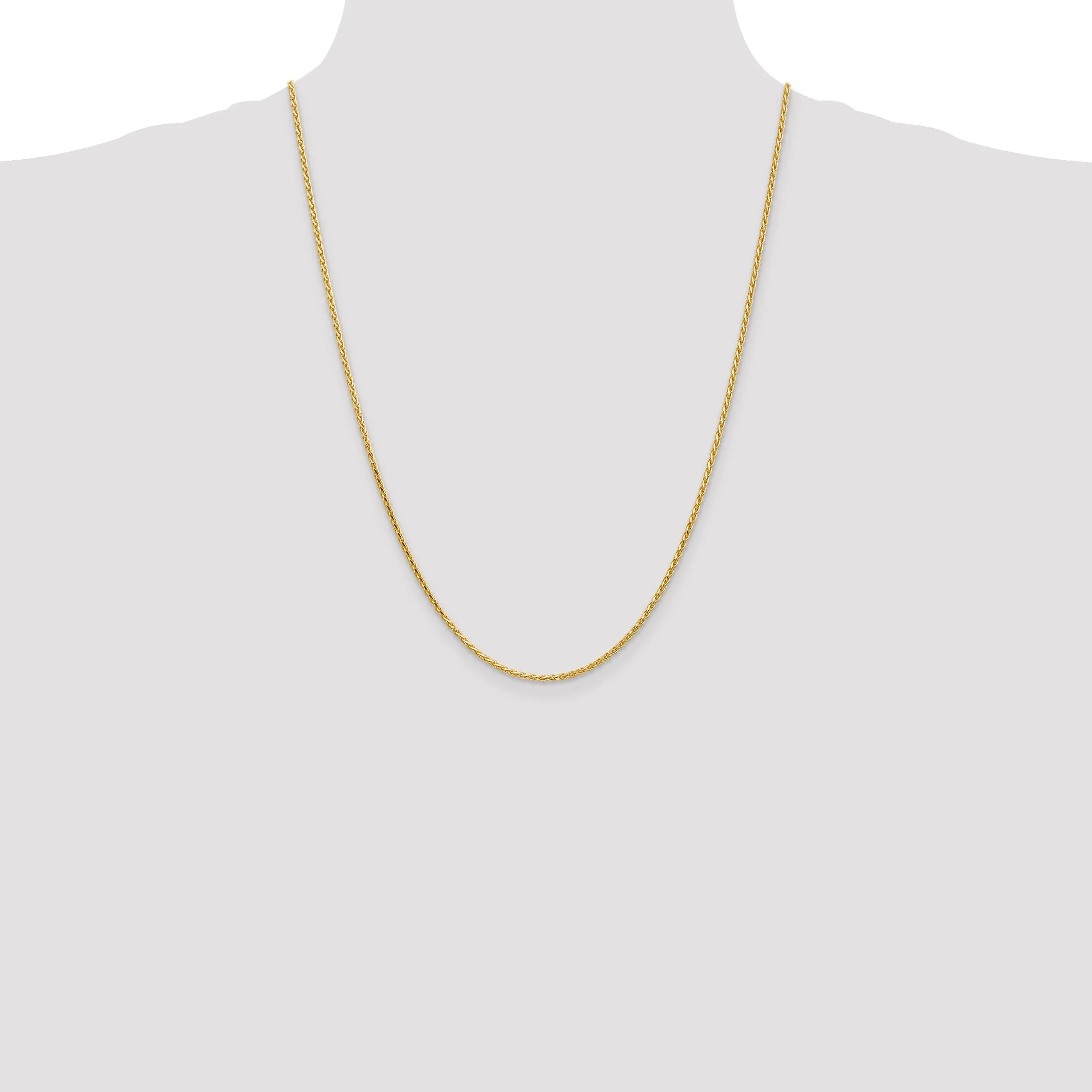 14k Yellow Gold 1.90mm Solid D.C Wheat Chain