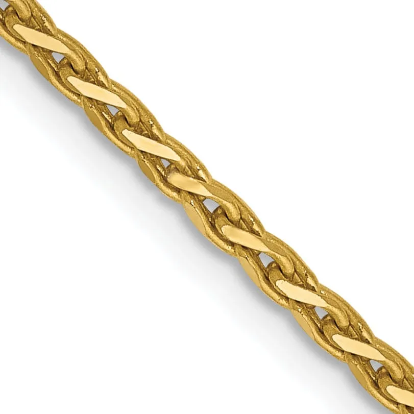 14k Yellow Gold 1.90mm Solid D.C Wheat Chain