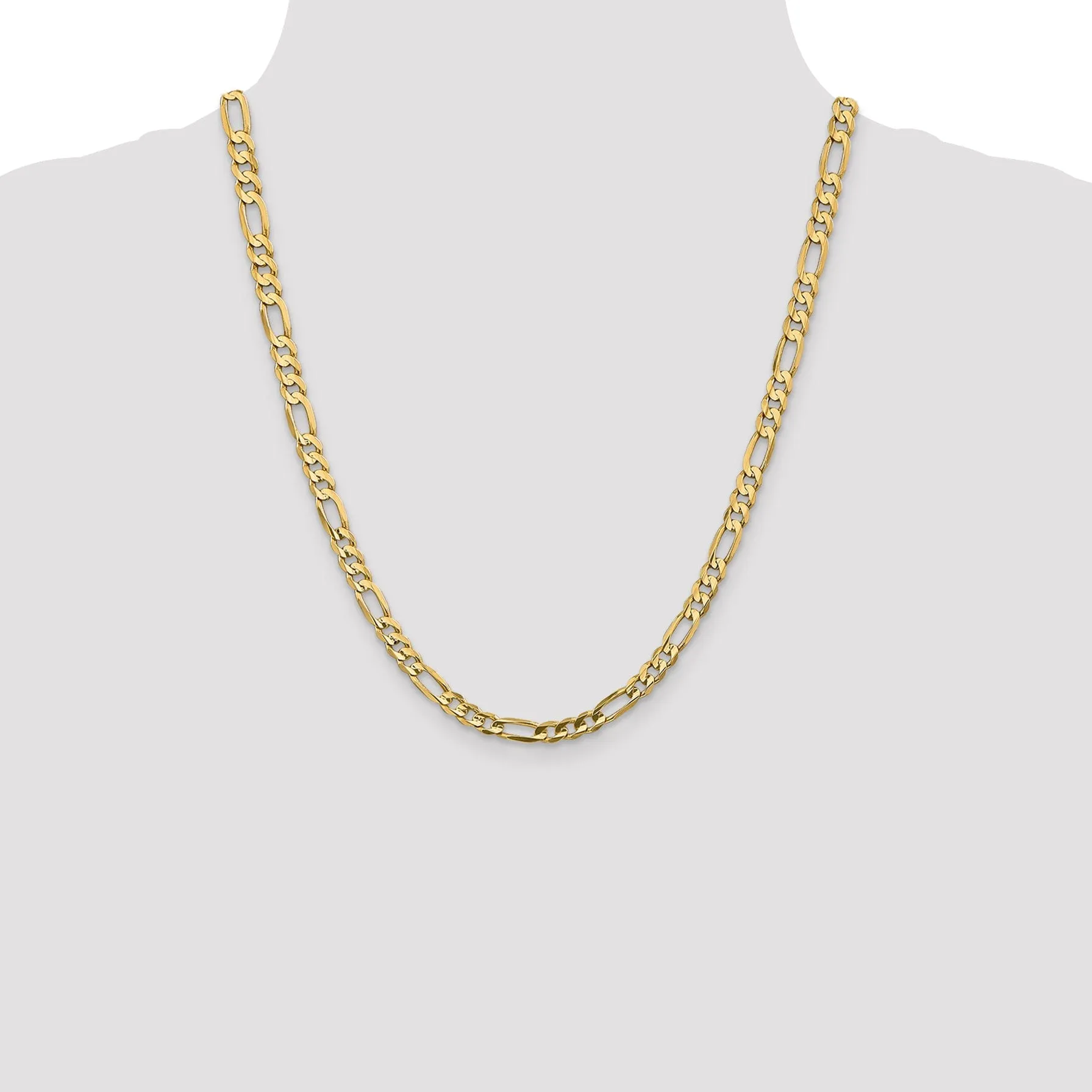 14k Yellow Gold 5.25m Concave Open Figaro Chain