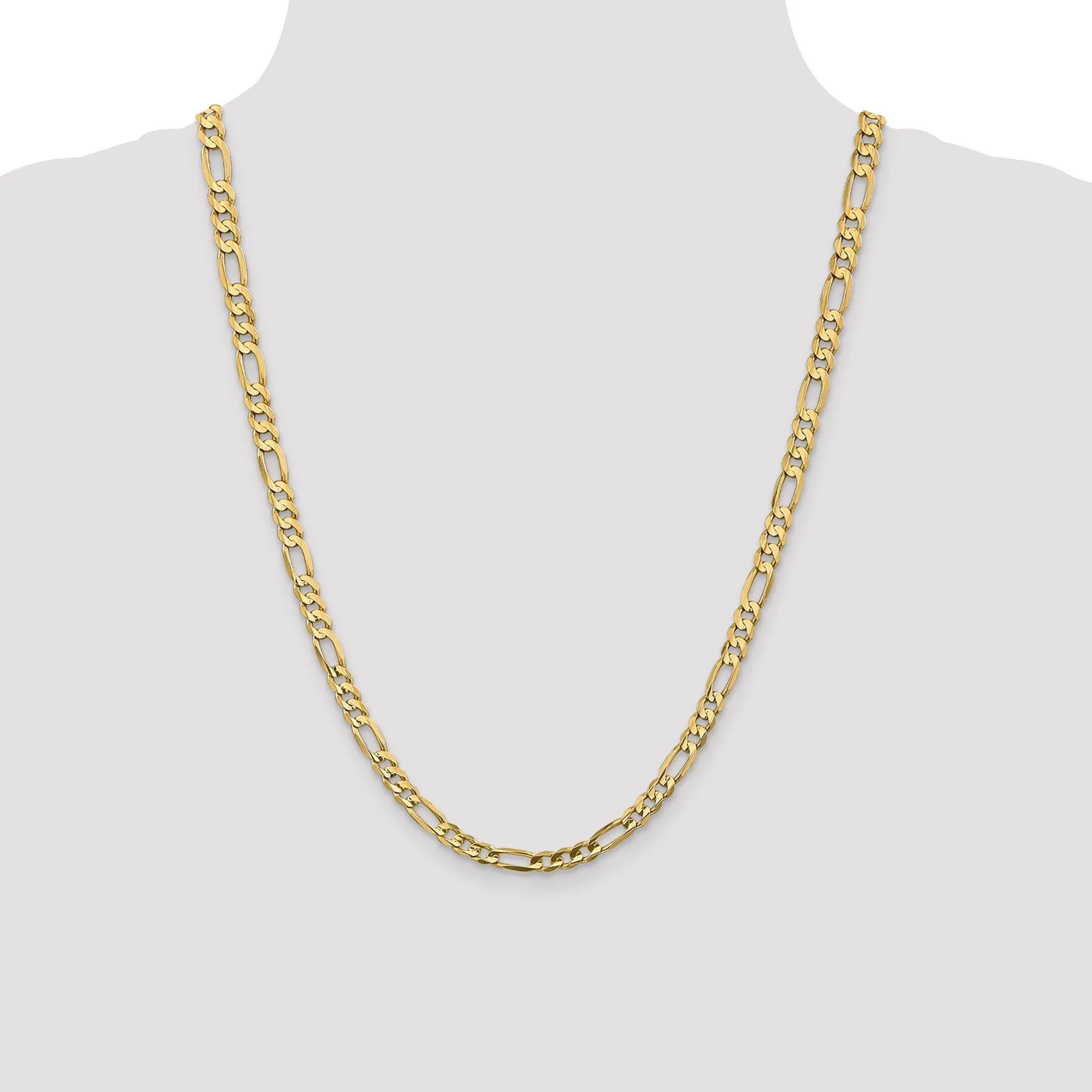 14k Yellow Gold 5.25m Concave Open Figaro Chain