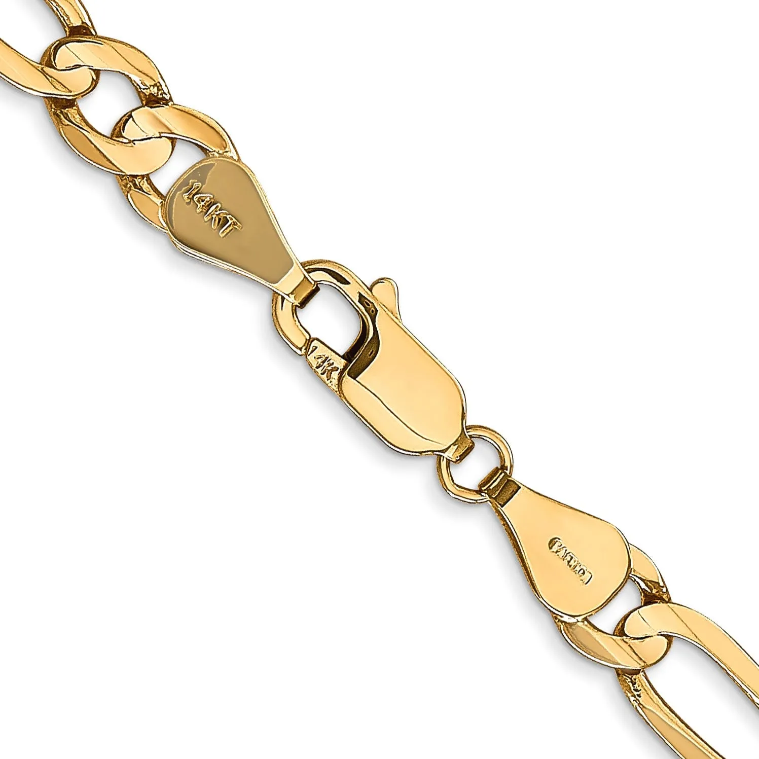 14k Yellow Gold 5.25m Concave Open Figaro Chain