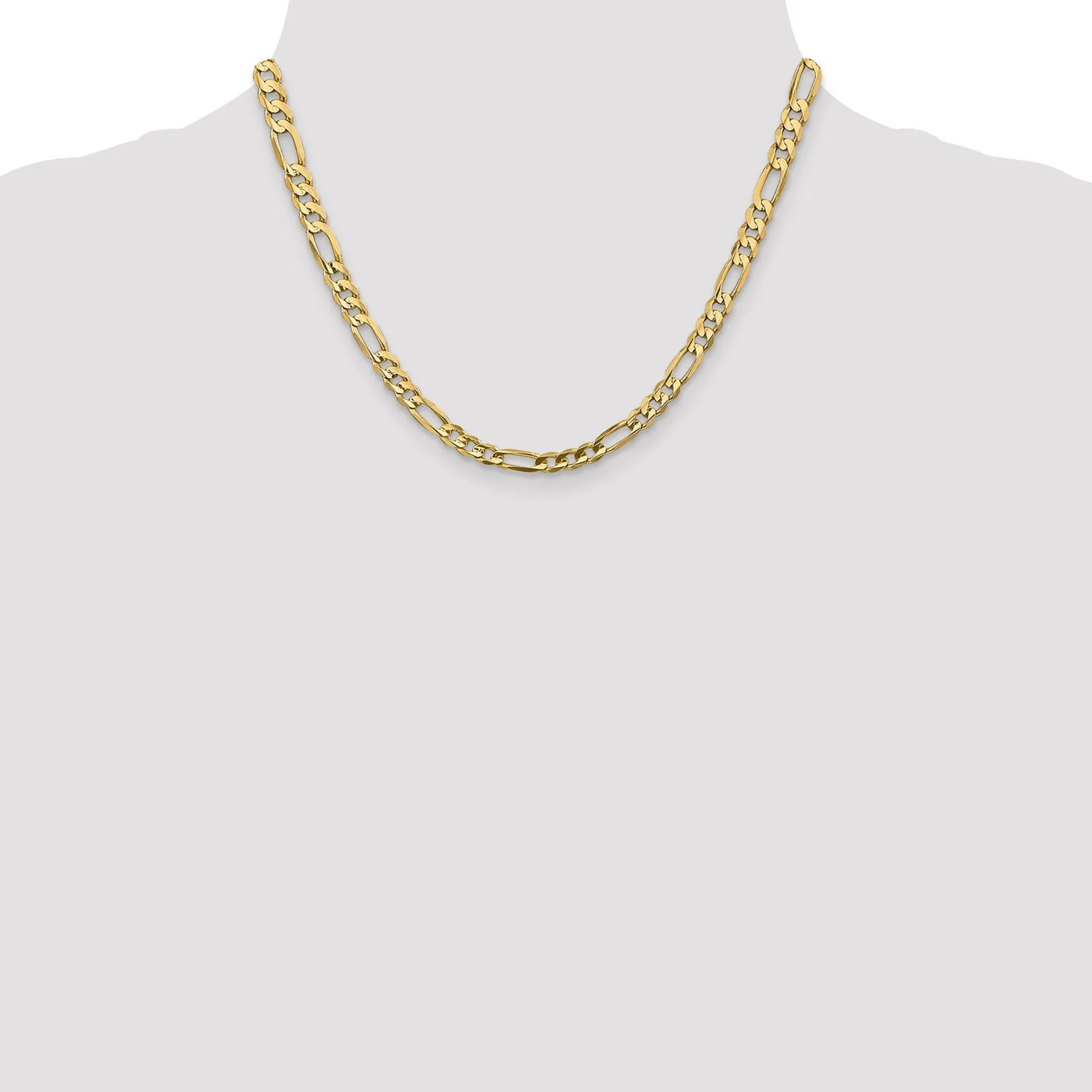 14k Yellow Gold 5.25m Concave Open Figaro Chain