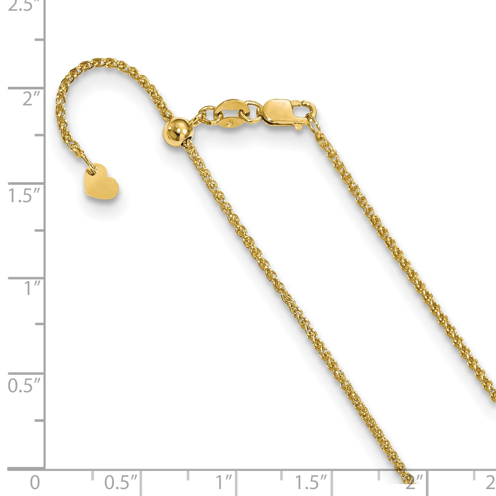 14k Yellow Gold Adjustable Wheat Chain