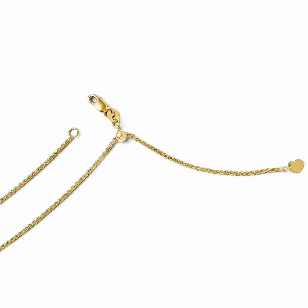 14k Yellow Gold Adjustable Wheat Chain