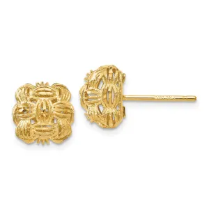 14k Yellow Gold D.C Basketweave Post Earrings