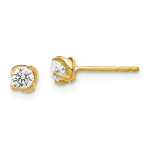 14k Yellow Gold Diamond Post Stud Earrings