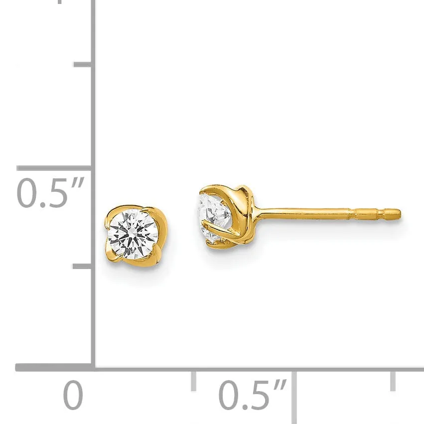 14k Yellow Gold Diamond Post Stud Earrings