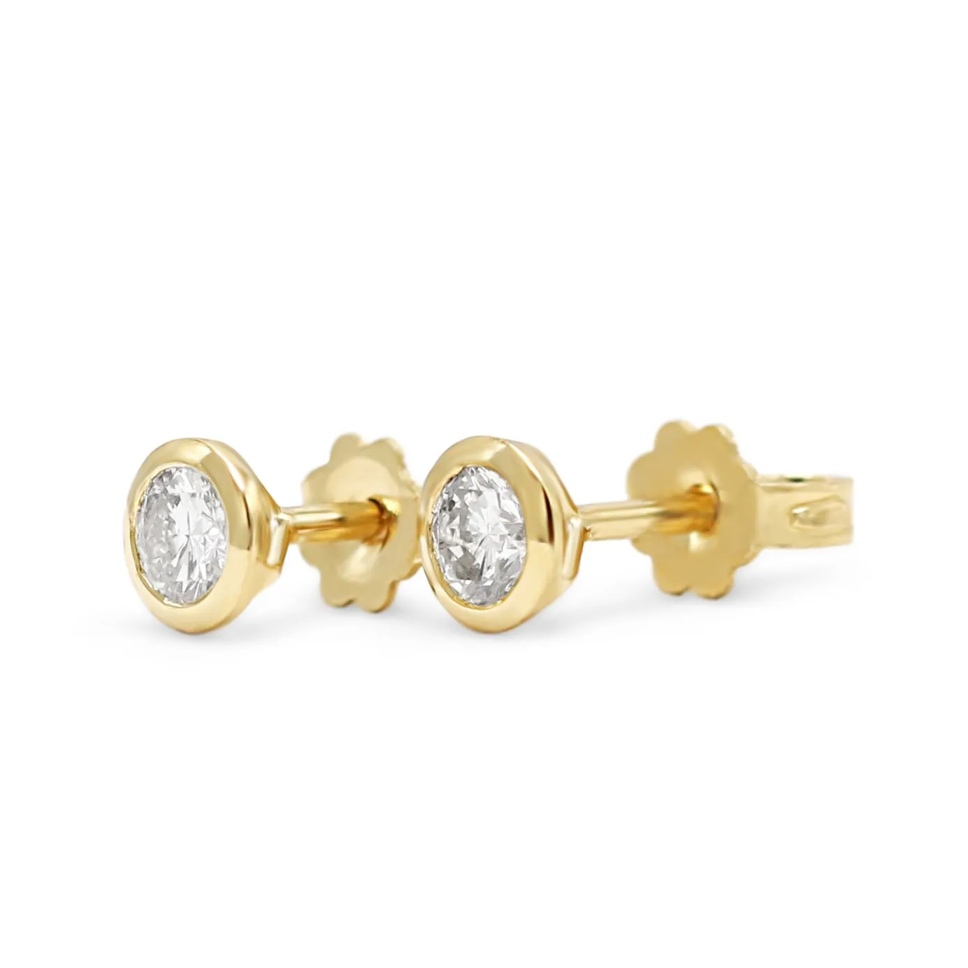 18ct Yellow Gold Solitaire Diamond Stud Earrings