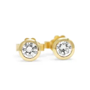 18ct Yellow Gold Solitaire Diamond Stud Earrings