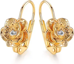 18K Gold Floral Drop Earrings