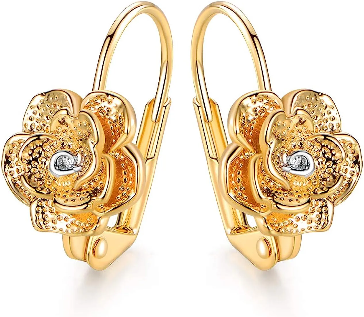 18K Gold Floral Drop Earrings