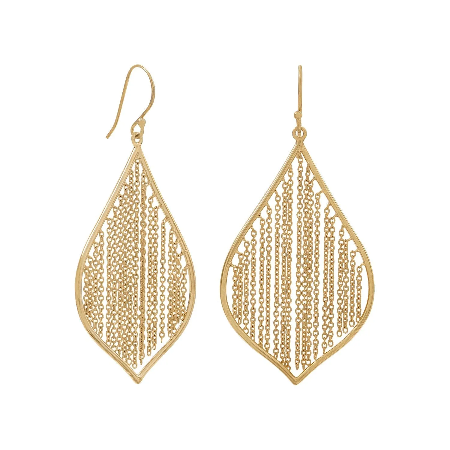 18k Gold Multi Chain Fringe Earrings