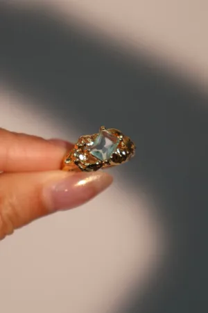 18K Real Gold Plated Blue Gem Ring