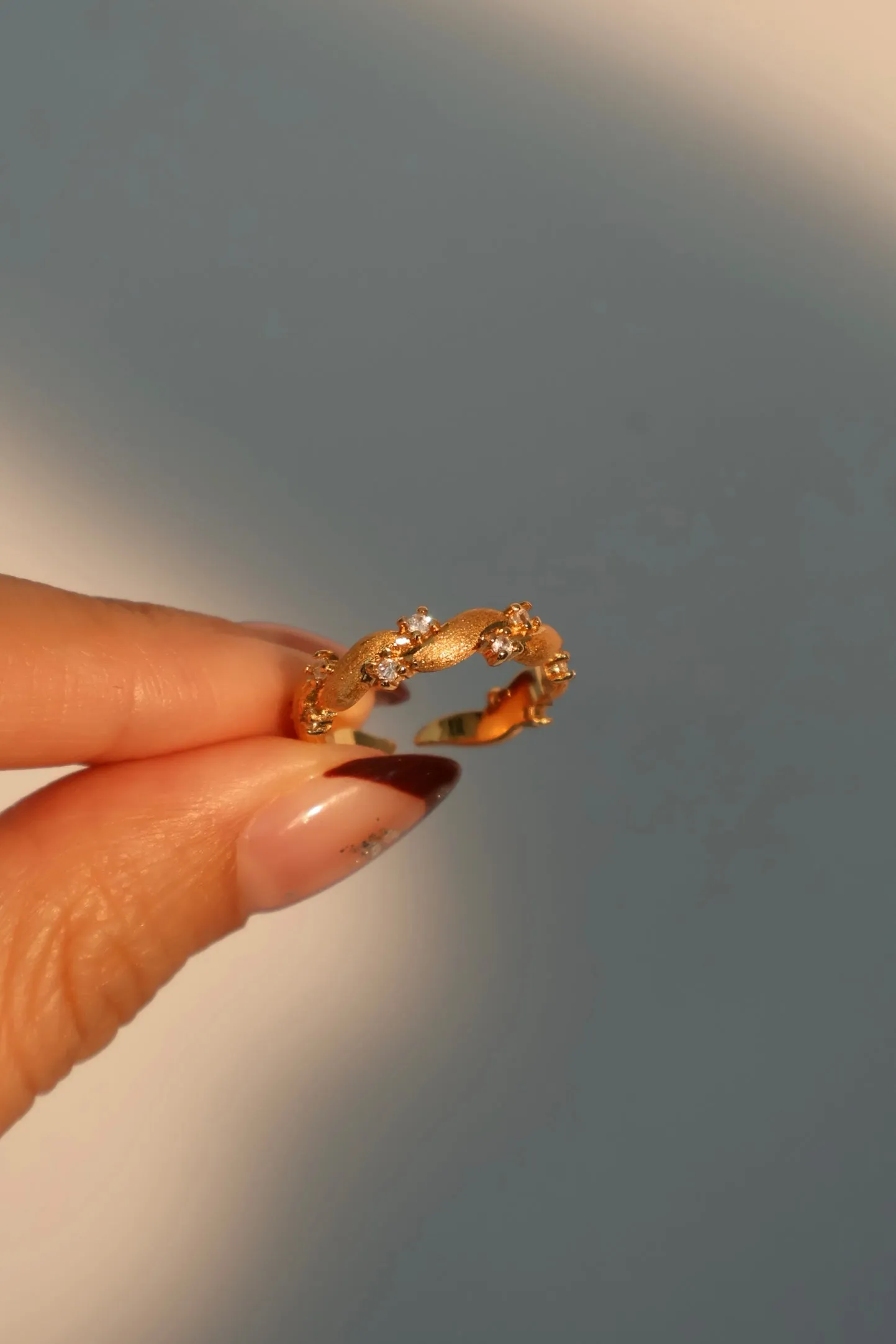 18K Real Gold Plated Diamonds Thorn Vine Ring