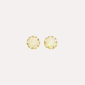 18k Yellow Gold Opal Earrings, Pair