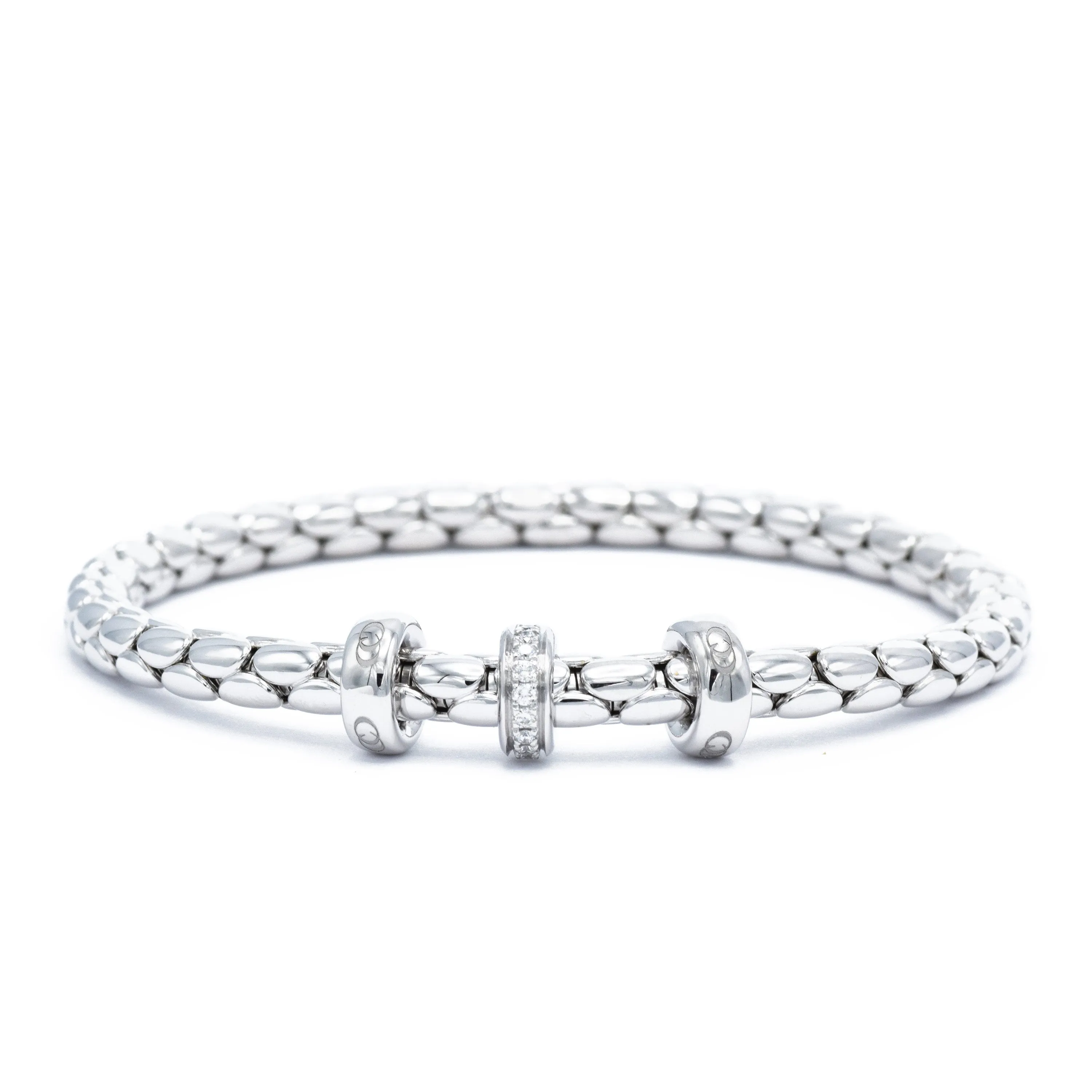 18KT White Gold Chimento Diamond Barrel Bracelet