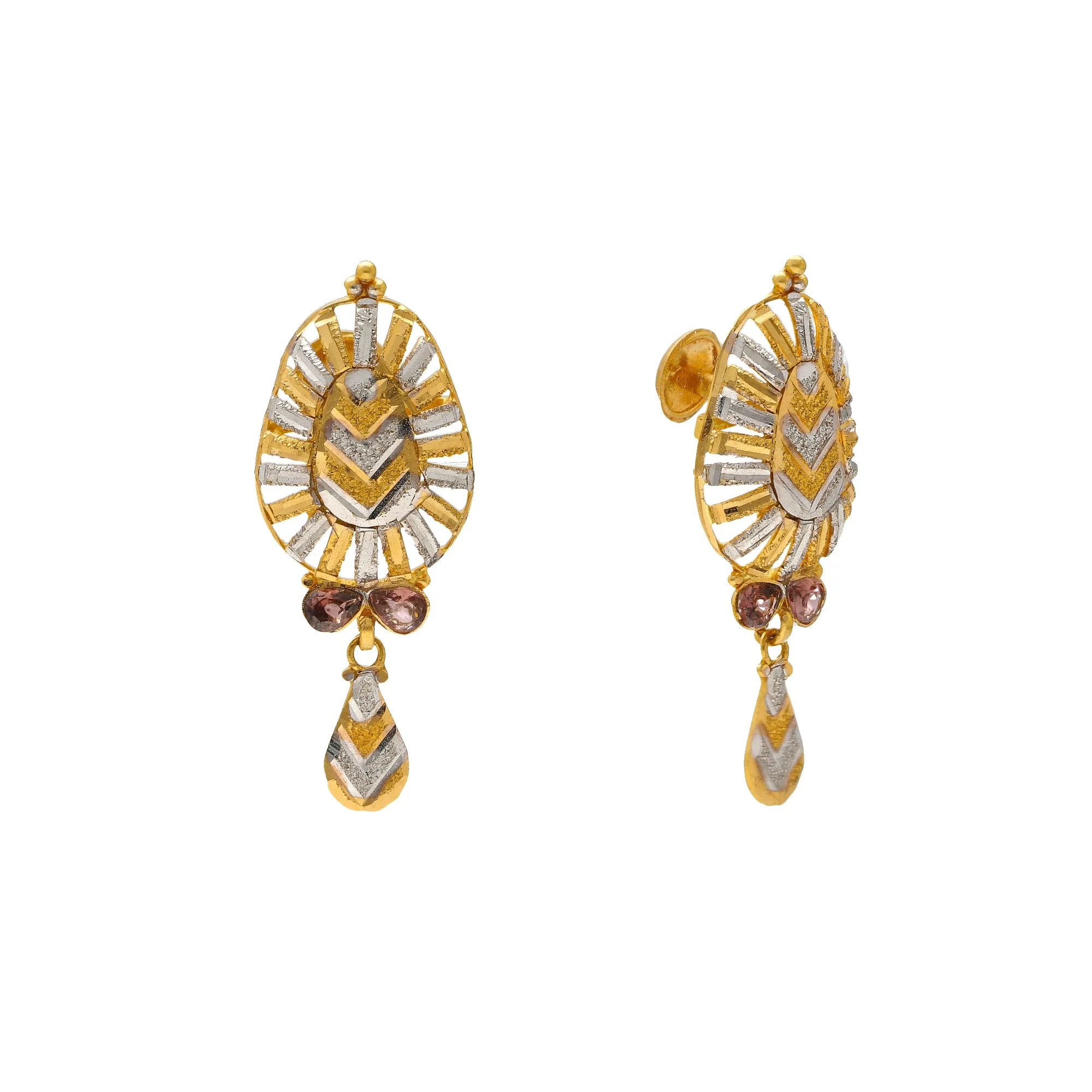 22K Yellow Gold & Sapphire Earrings (8.2gm)