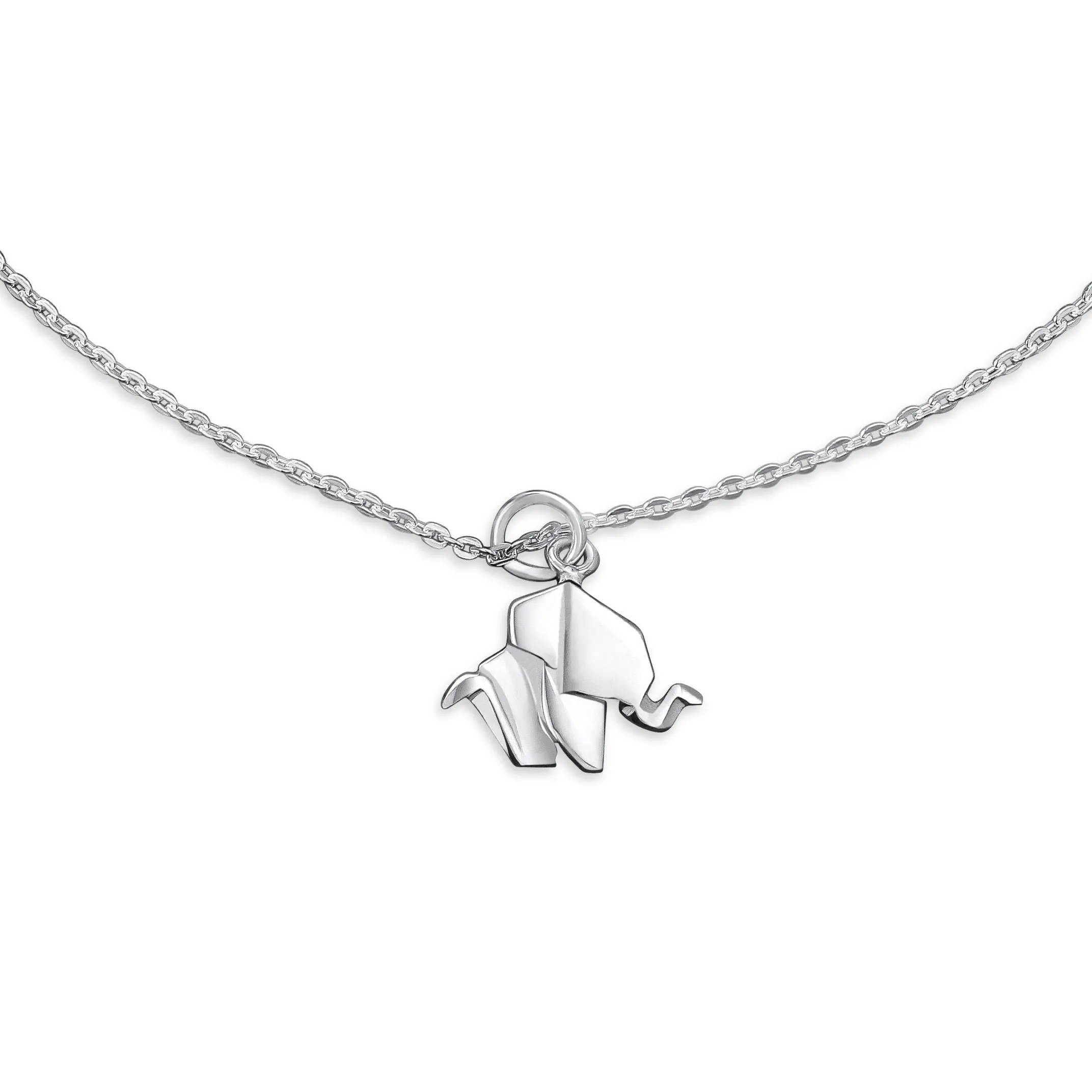 3D Geometric Elephant Anklet Ankle Bracelet Sterling Silver Charm