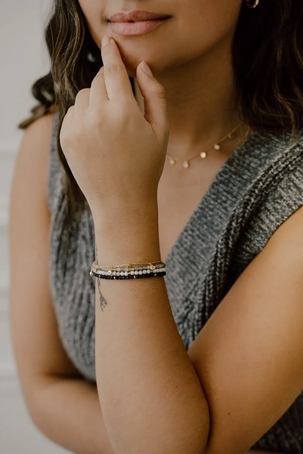 3mm Beaded Gem Stone Bracelet