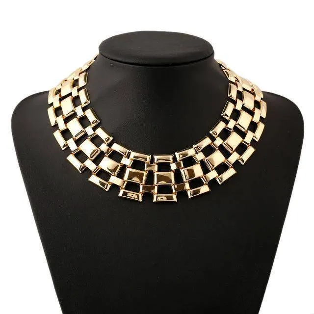 5 Designs Big Chunky Metal Statement Choker Necklace