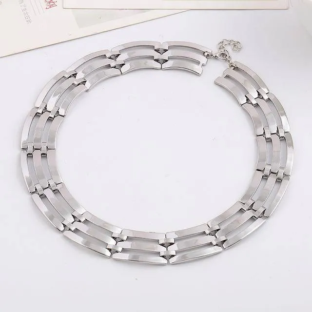 5 Designs Big Chunky Metal Statement Choker Necklace