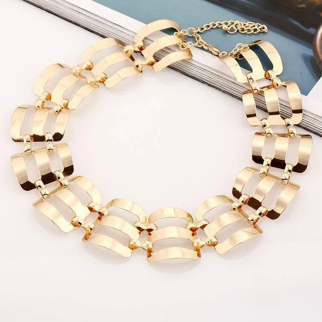 5 Designs Big Chunky Metal Statement Choker Necklace