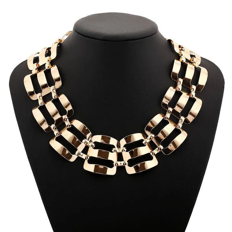 5 Designs Big Chunky Metal Statement Choker Necklace