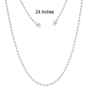 5 PCS BALL CHAIN 24 INCHES LONG SILVER PLATED , NO CLASPS AND JUMP RING