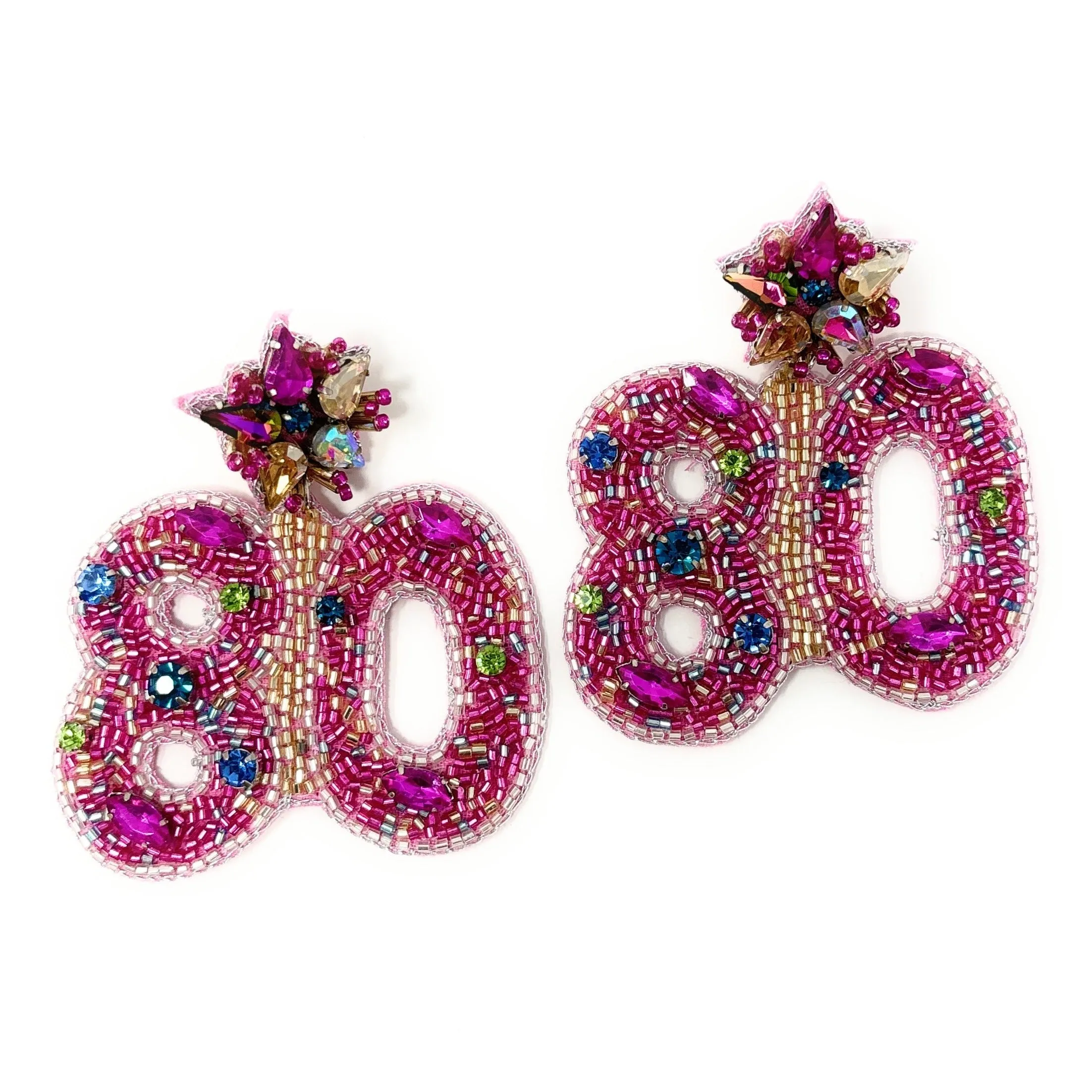 80th Birthday Beaded Earrings