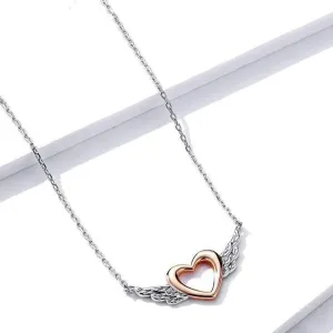 925 Sterling Silver Necklaces Charm Jewelry Heart with Wings BSN162