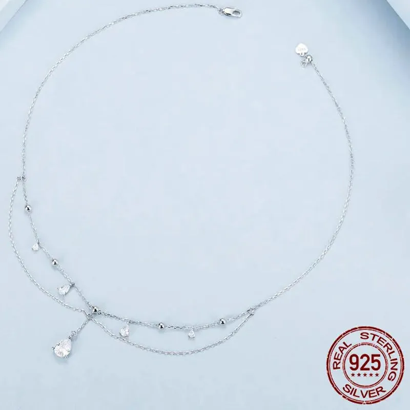 925 Sterling Silver White Gold Plated Sun and Moon Necklace Energy Pendant Neck Chain for Women Party Fine Jewelry Gift