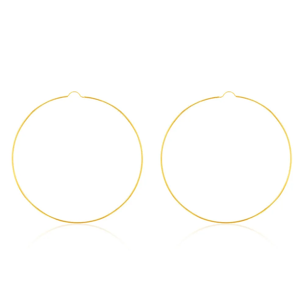 9ct Yellow Gold 80mm Plain Hoop Earrings