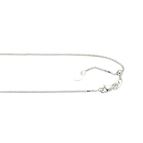 Adjustable 22” White Gold 0.79mm Box Chain Necklace with Lobster Clasp