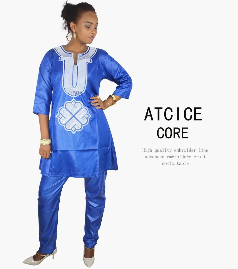 African Dress For Woman Soft Material Emboridery Design Top And Pants